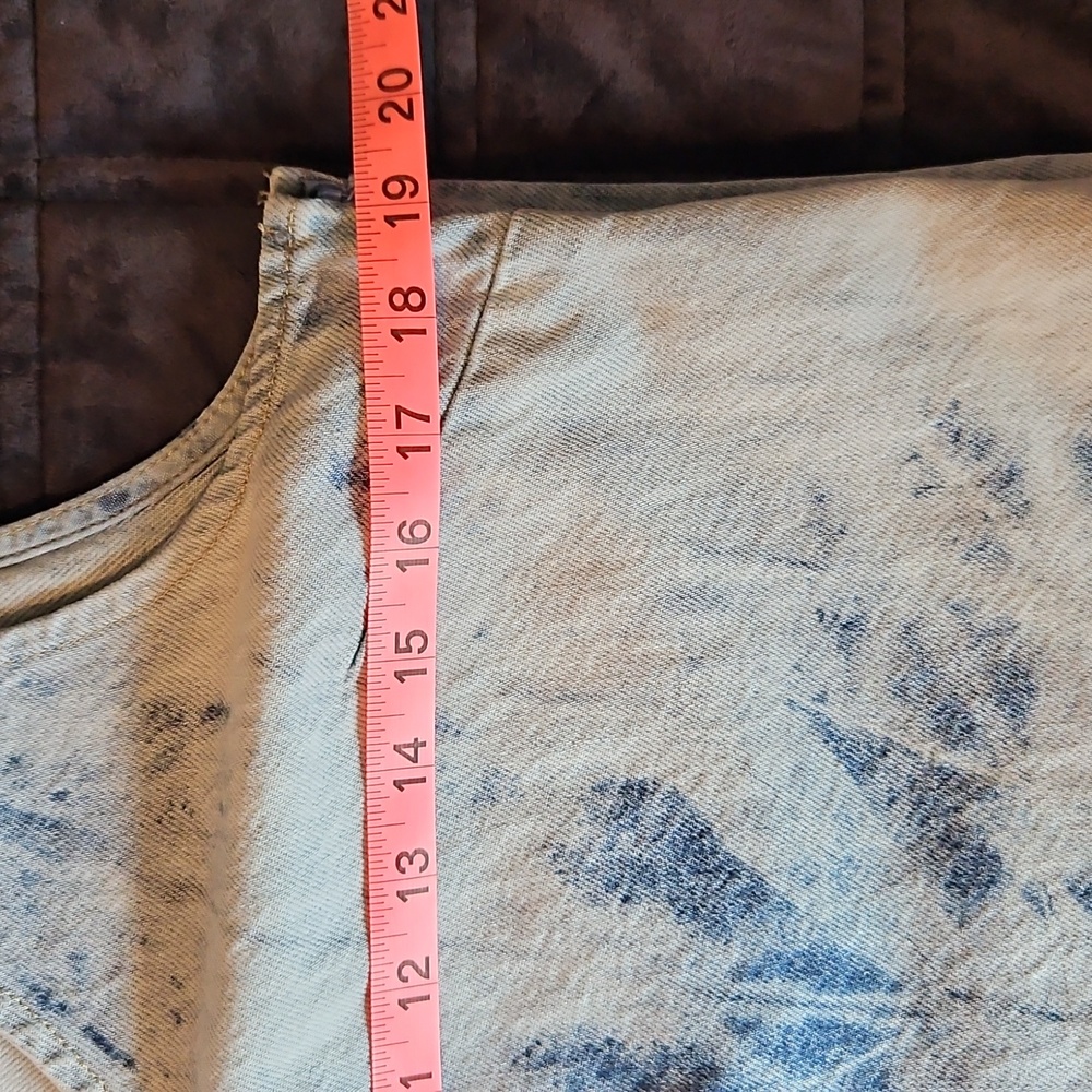 GAP Acid Wash Denim Mini Dress, Petite Medium, Tie Dye Sleeveless Casual 90s - Picture 6 of 10